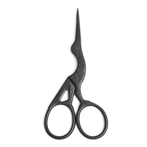 3.6" Sewing Embroidery Scissors with Artificial Leather Cover(Black) - color: Black
