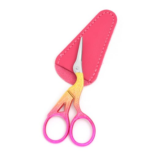 3.6" Sewing Embroidery Scissors with Artificial Leather Cover(Golden Rose) - color: Golden Rose