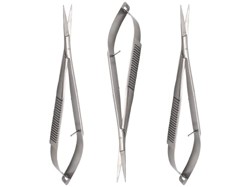 ARTMAN INSTRUMENTS 5.5 Castroviejo Scissors Straight Set of 3 Micro thread cutting embroidery/Extra Sharp Squeeze Scissors for ENT Eye Skin Dental and Veterinary Surgeon/Spring Action micro scissors