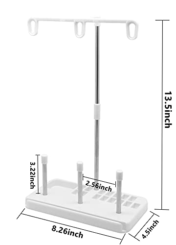 Thread Spool Holder Stand- 3 Spools Holder for Domestic (Home-Base) Embroidery and Sewing Machines - Four Colors for Choices - color: White