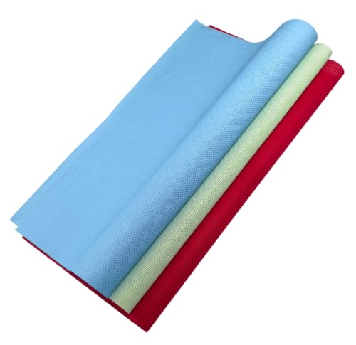 KCS 3 pc of 15" x 18"(38cmx45cm) 16 Count Cross Stitch Cotton Aida Cloth Needlework Rolled Fabric Box,16CT,Light Blue+Light Green+Red - color: Light Blue+light Green+red, size: 16CT