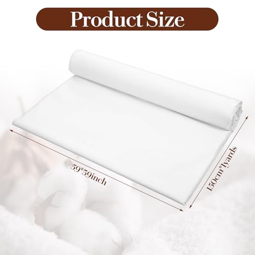 1 Yard White Cotton Fabric 59 inch Wide Quilting Fabric Material, 5.8 oz