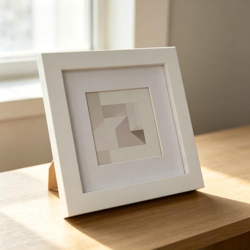 ZXT-parts White 6x6 Picture Frames with 4x4 Opening Mat.6x6 Square Photo Frame. Solid Wood, Perspex Panel, The Table or The Wall.Protective Film Must be Removed. - color: White