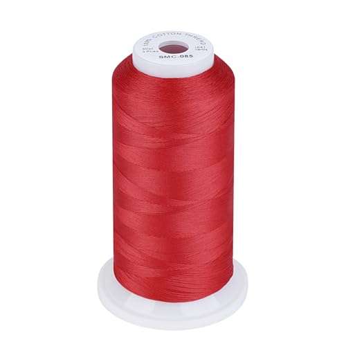 Simthread 100% Cotton Thread 1641 Yards Red for Sewing Quilting - color: Red