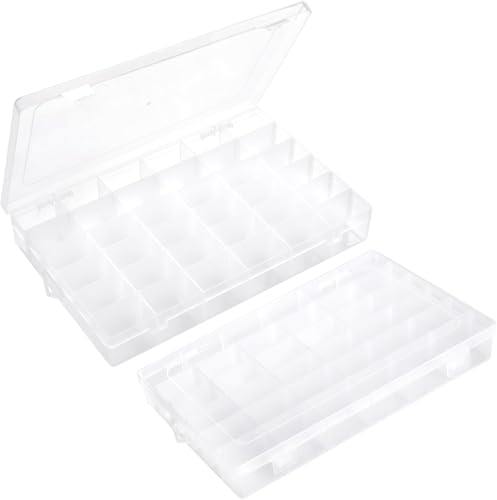 2Pcs Clear Visible Plastic Storage Box- Rectangular Storage Box, Suitable For Beads, Screws Hardware Accessories Organizer Box Art DIY, Crafts, Jewelry, Fishing Tackle, With Label Stickers (36Grids) - size: 36Grids-2