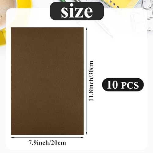 10PCS Brown Self Adhesive Felt Fabric Sheets Sticky Felt Sheets for Craft Supplies Art Home Making（8.3" x 11.8"/20 x 30cm） - color: Brown