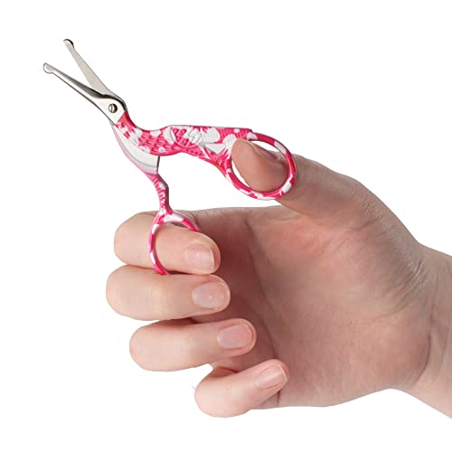 JubileeYarn TSA Compliant Rounded Embroidery Craft Stainless Steel Stork Scissors - Small Red - 1 Unit - color: Small Stork Red, size: 1 Unit