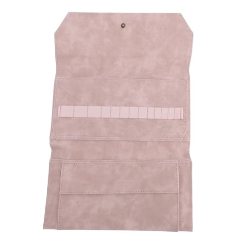 Tyenaza Knitting Needle Storage Bag, PU 13in Knitting Needle Case Organizer for Home Travel Cafe (Light Rosy)