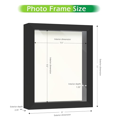 FrameWorks 8” x 10” Black Wooden Shadow Box Frame – Display Case with Soft Felt Back, Memory Box with Tempered Glass, Display Box with Elegant White Ball Push Pins, Wooden Flower Box - color: Black, size: 8"x10"