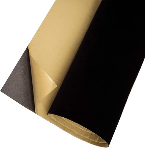Self Adhesive Felt Fabric, Soft Velvet Drawer Liner, DIY Velvet Fabric for Art & Crafts, Jewelry Box Felt Liner, Solid Color Felt Wallpaper(17.7" x 78.7", Black) - color: Black, size: 17.7"W x 78.7"L