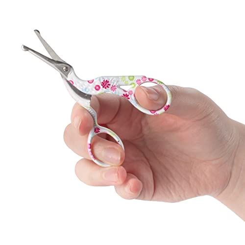 JubileeYarn TSA Compliant Rounded Embroidery Craft Stainless Steel Stork Scissors - Small White - 1 Unit - color: Small Stork White, size: 1 Unit