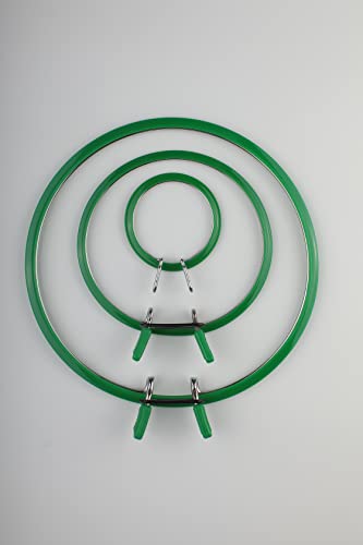 Nurge Metal Embroidery Hoops - Premium Spring Tension Embroidery Hoop for Cross Stitch - Durable Ring with Quick Release Safety Clip - Ideal for Crafters,Beginners & Professionals - Green - Medium - color: Green, size: Medium
