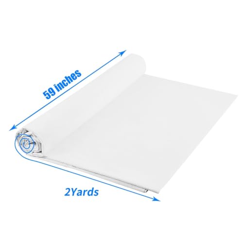 100% Cotton Muslin Fabric: 2 Yards x 59" Color Muslin, 100% Cotton Fabric, for Sewing Draping Material (White) - color: Bleach White, size: 2 Yards
