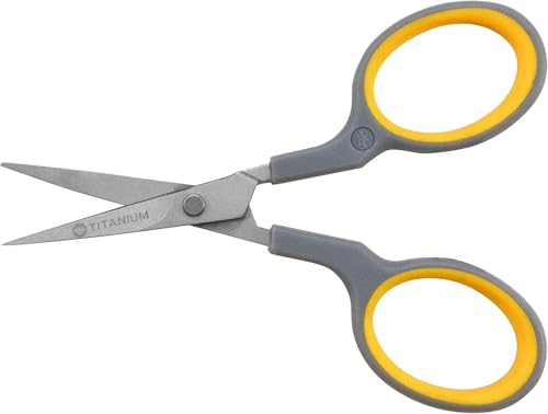 Westcott 4" Embroidery Scissors with Titanium-Bonded Blades, for Crafting, Sewing & More, Gray/Yellow