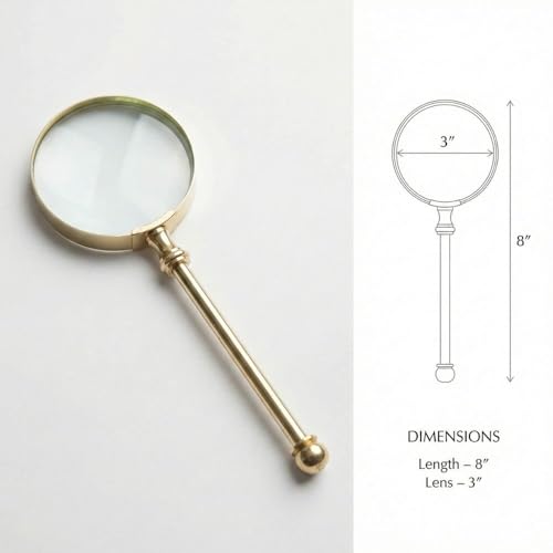 Magnifying Glass with Solid Brass Handle, Handheld Magnifying Glass Lens, Antique Magnifier, Reading, Inspection, Coin & Stamp, Astrologer, Low Sight Elderly Collectible Décor Gift - style: Brass Handel