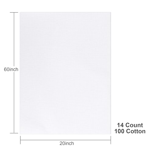 Aida Cloth 14 Count Cross Stitch Fabric,20×60inch (14CT,White) - color: White, size: 14CT