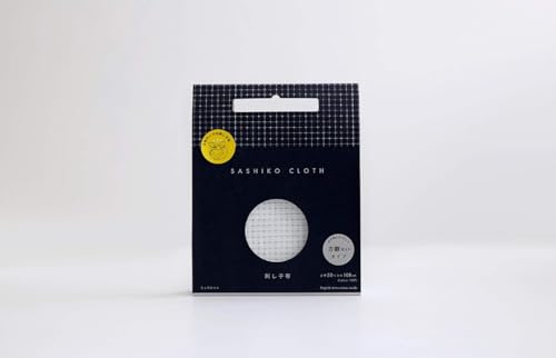 Sashiko kit, Daruma Sashiko Thread, Needles and Cotton Fabric with Grid Line Print, Marking Pencil, Thimblem and Traditional Design Sewing Set (Navy Blue Thread/White Fabric) - style: Navy Blue Thread / White Fabric
