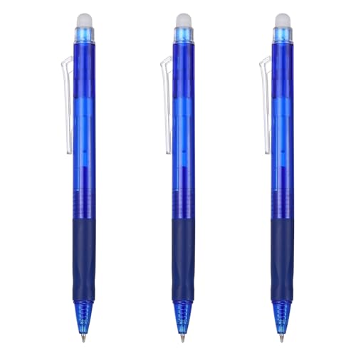 PATIKIL 3pcs Erasable Gel Pens 0.5mm Fine Point Retractable Heat Dark Blue - color: Dark Blue