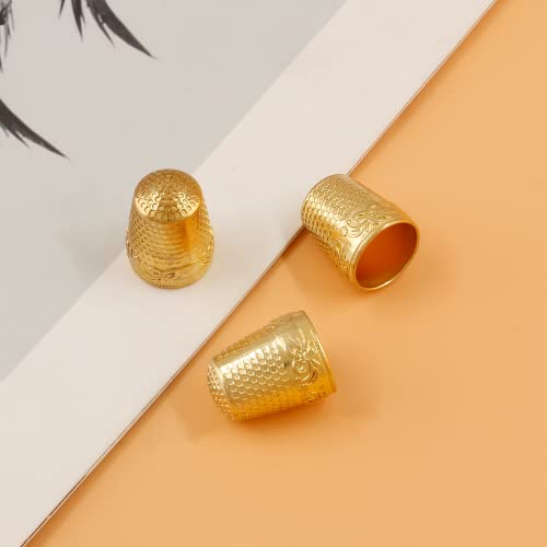 Coufce 4 Pcs Gold Metal Sewing Thimble - color: gold