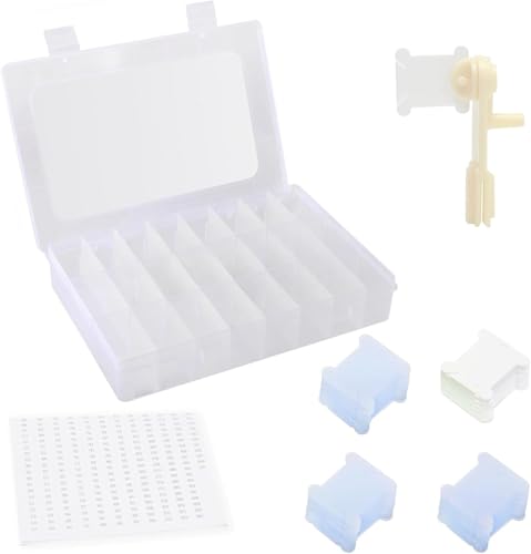 Embroidery Floss Organizer Cross Stitch Thread Organizer-Bobbin Winder 1 Removable 24 Compartments with 100 Floss Bobbins and 2 Pieces Numbered Stickers for Craft DIY Embroidery - size: 24 Compartment