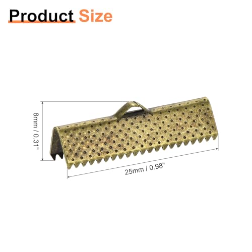 uxcell 280Pcs Bronze Tone Cord Ends, Crimp Clamp Ends for DIY Jewelry Making - color: Bronze Tone, size: 25mm