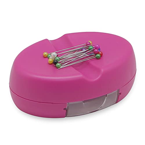 YEQIN Magnetic Sewing Pincushion with 15 Plastic Head Pins, Magnetic Pins Holder for Sewing Quilting, Pins, Paper Clips, Screws (Rose Red) - color: Rose Red
