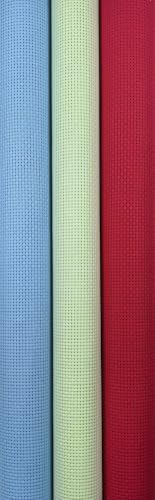 KCS 3 pc of 15" x 18"(38cmx45cm) 11 Count Cross Stitch Cotton Aida Cloth Needlework Rolled Fabric Box,11CT,Light Blue+Light Green+Red - color: Light Blue+light Green+red, size: 11CT