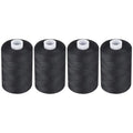 Simthread All Purpose Sewing Thread, 4 Spools Each 1000 Yards of Polyester Threads for Sewing Machine, Sewing Machine Supplies for Beginners, Hand Stitching, Quilting, Serger (4 Black) - color: Black