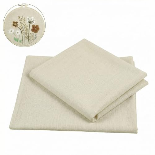 Needlepoint Canvas 20x20 Inches,Embroidery Blank Cloth,Stiff Linen Cotton Interlock Blank Mesh for Embroidery, Cross Stitch, Rug Hooking, DIY Tote Bags & Make Dividers (2)