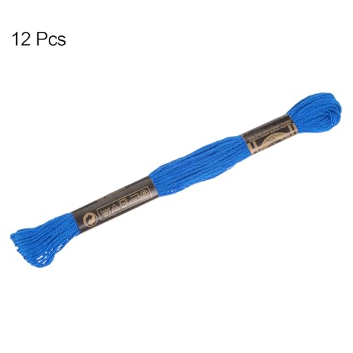 HARFINGTON 12 Skeins Embroidery Floss 8m Each Egyptian Long Fiber Cotton Cross Stitch Thread 26S/2x6 for Embroidery Projects Bracelet, Blue - color: Blue