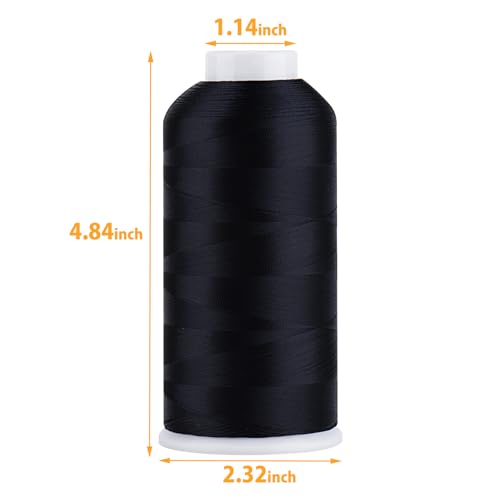 Simthread Rayon Embroidery Thread 5500 Yards Huge Spool, 40wt 100% Rayon Viscose for Commercial and Domestic Machines - Black 1000 - color: Black1000