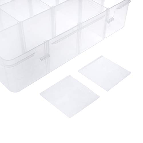 Xiaoyztan Bead Organizer Box Adjustable Dividers 8 Grids Clear 8.8x6.6 Inch - size: 8.8x6.6x2.3 in