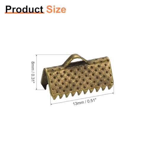 uxcell 280Pcs Ribbon Crimp Clamp Ends, 13mm Bookmark Pinch Crimp Ends, Cord Ends Fasteners Clasp Crimp Ends for DIY Bracelet Necklace Jewelry Making, Bronze Tone - color: Bronze Tone, size: 13mm