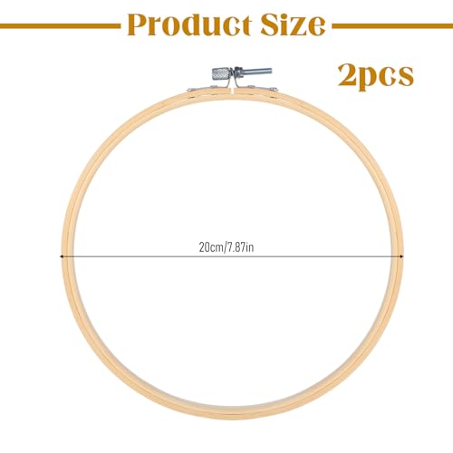 Ptwola 2 Pack 7.87 Inch Wood Embroidery Hoop 20CM Cross Stitch Hoops Ring