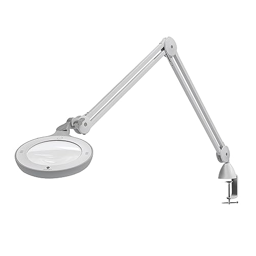 Omega 5 - Premium LED Magnifying Lamp with Interchangeable Glass Lenses, Adjustable Arm, and Dimmer Switch for Professionals in Health & Beauty, Model Making, and Low Vision Applications - style: Omega 5