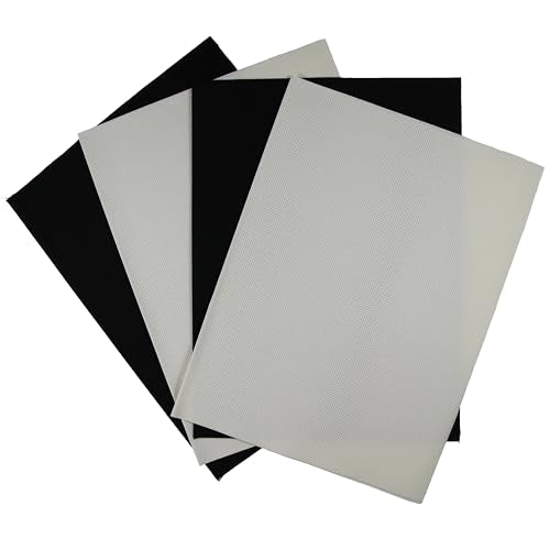 KCS 4/6 pc of 12" x 18" 30cmx45cm 16CT Counted Cotton Aida Cloth Cross Stitch Fabric (Antique White+Black, 4 pc) - color: Antique White+black, size: 4 pc