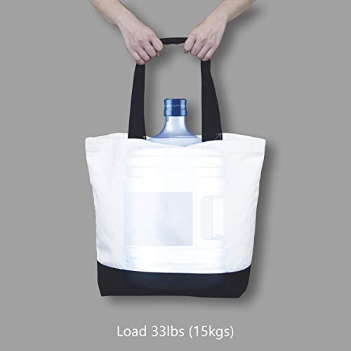 TOPDesign 1 | 3 | 6 | 12 | 24 Pack Super Strong Large 12oz Cotton Canvas Tote Bag, Reusable Grocery Shopping Cloth Bag, Fashionable Two-Tone Tote for Crafts, DIY Your Creative Designs (Pack of 1) - color: Black/White