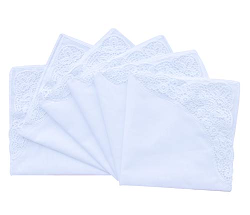 6 Pack of Ladies Embroidery Cotton Handkerchiefs Lace Wedding Hankies - color: F