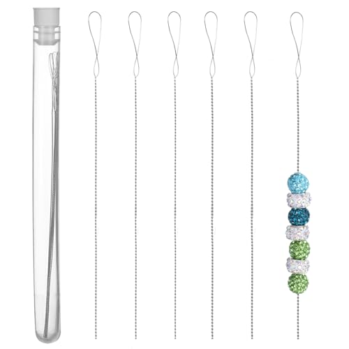 6 PCS Twisted Wire Beading Needles, 2 Sizes Bead Needle for Jewelry Making, Stainless Steel Twisted Wire Beads Needle for Jewelry Making, DIY Crafts(0.4mm, 0.5mm)