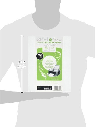 Thermo Web 3360 Stitch and Sew EZ-Print Transparent Non-Woven Quilt Block Sheet, 8.5 by 11-Inch, 20-Pack