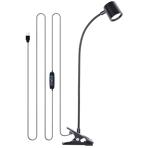 Desk Lamp USB Clip On Light,Book Lights for Reading at Night Clamp Light - color: Matte Black