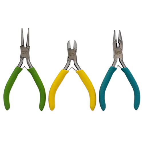The Beadsmith Color-ID Pliers – Color Coded Set – 5 Inches, 3 Piece Kit: Chain Nose, Round Nose, & Side Cutter – Tools for Jewelry Making - size: 3-Piece Set - 5 Inches