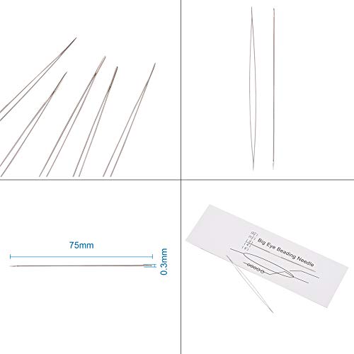 Craftdady 10Pcs Big Eye Beading Needles 2.95-Inch Stainless Steel Collapsible Embroidery Sewing Needles for Jewelry Making - color: Stainless Steel Color, 2.95"
