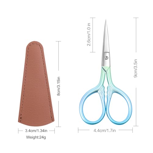 Small facial hair scissors, stainless steel Straight Tip,blue - color: Blue
