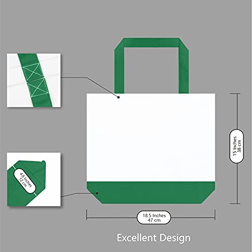 TOPDesign 1-Pack Super Strong Large 12oz Cotton Canvas Tote Bag, Reusable Grocery Shopping Cloth Bag, Fashionable Two-Tone Tote for Crafts, DIY Your Creative Designs - color: Green/White