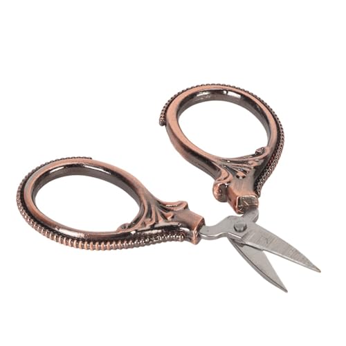 Stainless Steel Scissors Little Portable Vintage Embroidery Scissors for Sewing Crafts Artwork Cross Stitch Cutting Handmade DIY Tools(Red bronze) - color: Red Bronze