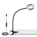 NEEWER Entry Level Version 10X Magnifying Glass with Light/Clamp Stand, 3.7" Bi Color Dimmable Magnifier Lamp Clip on Small LED Ring Light, 3 CRI80+ for Desk Crafting Reading Close up Work, N34 - style: N34