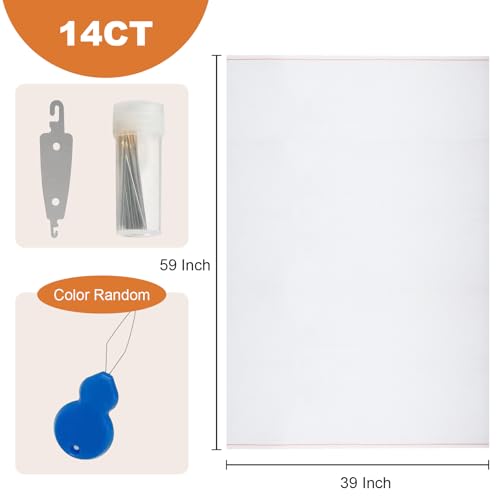 Eunice Cross Stitch Aida Fabric for Home DIY (White, 14CT 59 X 39 Inch(1 PCS))