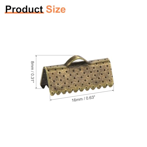 uxcell 280Pcs Ribbon Crimp Clamp Ends, 16mm Bookmark Pinch Crimp Ends, Cord Ends Fasteners Clasp Crimp Ends for DIY Bracelet Necklace Jewelry Making, Bronze Tone - color: Bronze Tone, size: 16mm