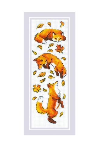 RIOLIS 1879 Foxes in Leaves Counted Cross Stitch Kit 3 x 9.5 in - style: Foxes in Leaves 1879
